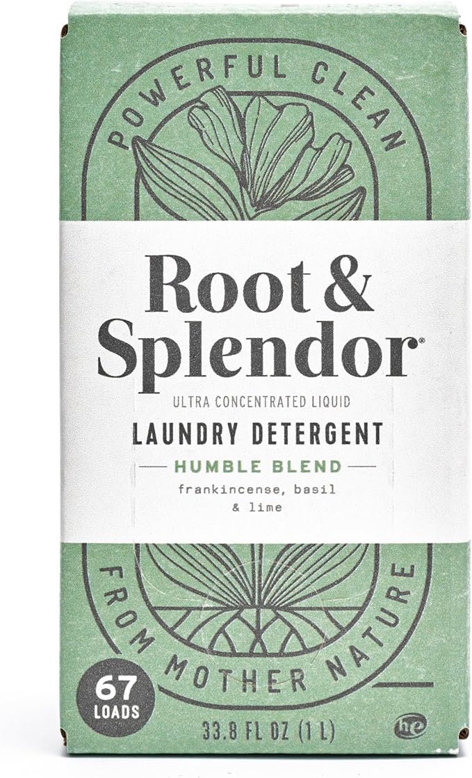Root & Splendor Ultra Concentrated Non Toxic Laundry Detergent Liquid - Plant Based & Eco Friendly Enzymatic Laundry Soap, Humble Scent, 1 Liter, 67 Loads