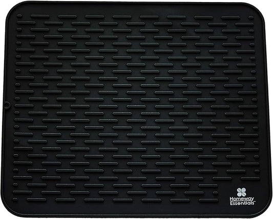 Silicone Dish Drying Mat - 21 x 18 - Extra Large Dish Drying Mat, Counter top Mat, Dish Draining Mat, Sink Mat, Large Silicone Trivet (EXTRA LARGE, BLACK)