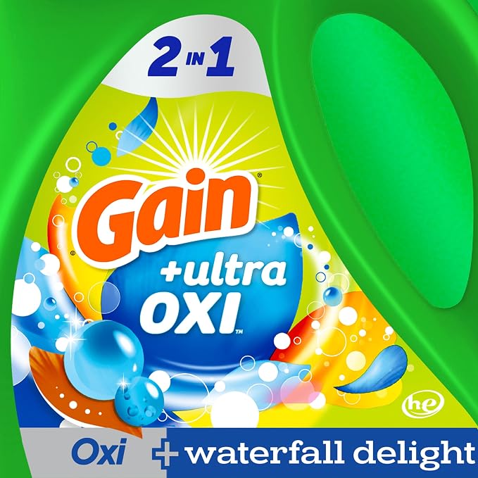 Gain Liquid Laundry Detergent with Odor Defense, Waterfall Delight Scent, Laundry Soap For HE Washing Machines, 177 fl oz, 134 Loads (Packaging May Vary) (Pack of 2)