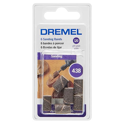 Dremel 438 120-Grit Sanding Bands, 1/4-Inch, 6 Pack