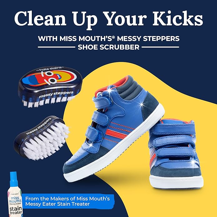 Miss Mouth's Messy Steppers Shoe Cleaner - 4oz Spray and Shoe Cleaning Kit Brush with 30 Pack Wipes