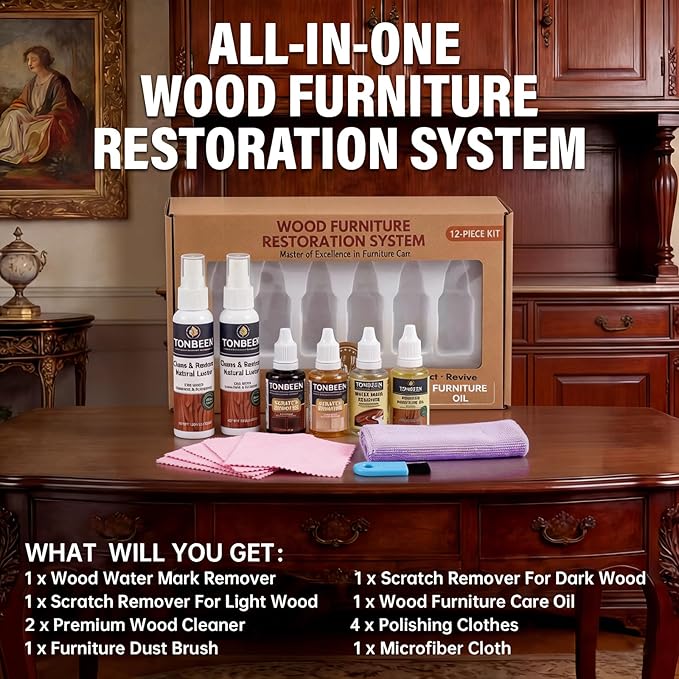 Wood Furniture & Floor Scratch Remover Repair Kit,12 PCS Professional Hardwood Furniture Cleaner Restore Care Set - Eraser Scratch, Covers Nicks, Scuffs & Dogs, Cats Scratches, Marks & Minor Defects