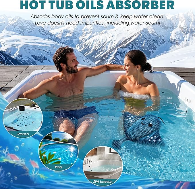 Hot-Tub-Scum-Absorber-Devilfish 1 Pack & Hot-Tub-Scum-Absorber-Professional-Paw 1 Pack Hot-Tub-Scum-Absober-Kits Floating-Sponge-Scum-Remover Reusable-Scum-Bug-Oil-Scum-Absorbing-Sponge
