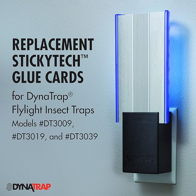 DynaTrap DT152 Indoor Insect Trap and Killer – Catches and Kills Fruit Flies, Gnats, Moths & 230093 Replacement StickyTech Glue Cards for Flylight Indoor Plug-in Fly and Flying Insects