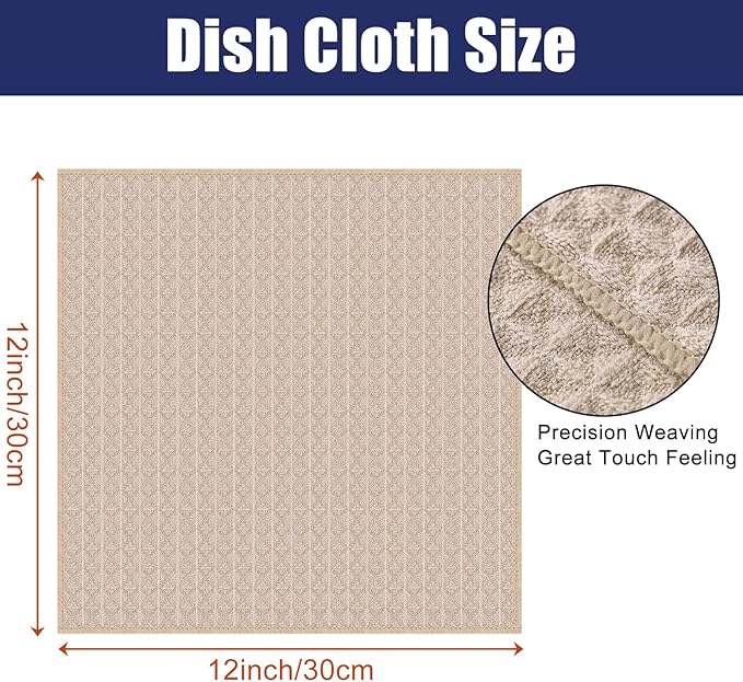 Homaxy Microfiber Waffle Weave Kitchen Dish Cloths, 12 x 12 Inch Ultra Absorbent and Solid Color Dish Towels for Kitchen Fast Drying Dishcloth for Washing Dishes, 12 Pack, Beige