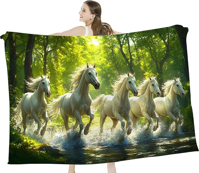 Tijuboni Horses Throw Blanket Horse Gifts for Girls Boys Women Men Kids Adults Soft Flannel Fleece Blanket for Couch Sofa Bed Home Decor 60"x80"