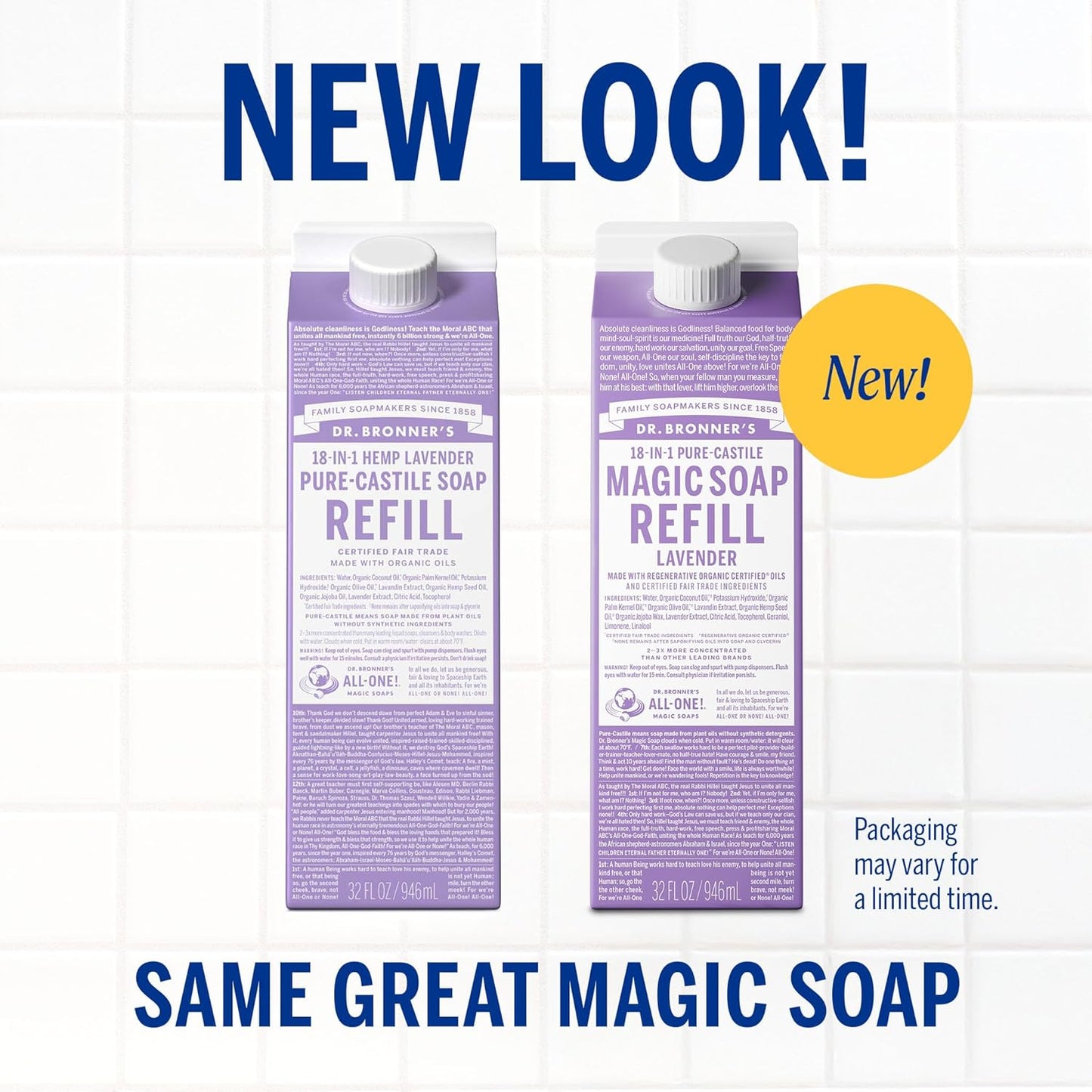 Dr. Bronner's Magic Soap-Pure-Castile Liquid Refill (Lavender, 32 ounce, 2-Pack) - Made with Regenerative Organic Certified Oils, For Body, Hair, Laundry, Pets & Dishes, Concentrated, Vegan, Non-GMO