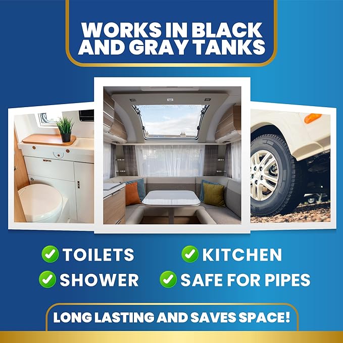 ADIOS! RV Holding Tank Treatment and Deodorizer - Digests Waste, Tissue, Paper for Gray and Black Tanks - 1 Gallon (128oz)