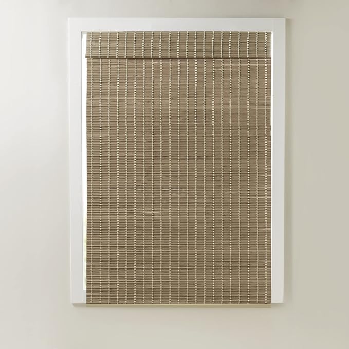 Madison Park Eastfield 100% Bamboo Cordless Roman Shades-Woven Wooden Privacy Panel, Light Filtering Easy Installation Window Blind Treatment, Bedroom, Living Room Decor, 35" W x 64" L, Natural Ash