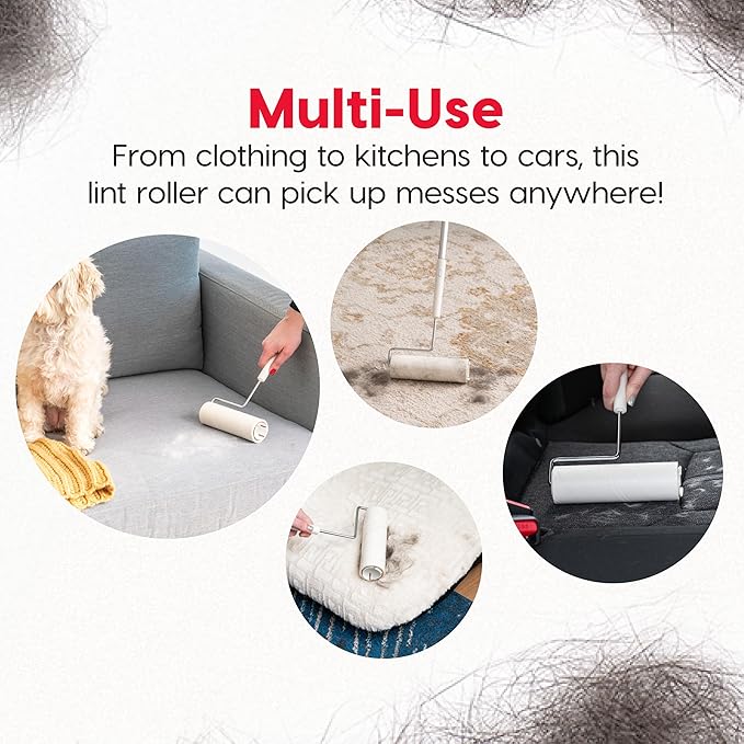 IRIS USA Extra Sticky Lint Roller, Value Pack Comes with Storage Box, Standard and T-Handle Roller, Refills, 90 Sheets/Roll, 1260 Sheets Total, Easy Tear Lint Remover for Dog Cat Pet Hair on Bed Car