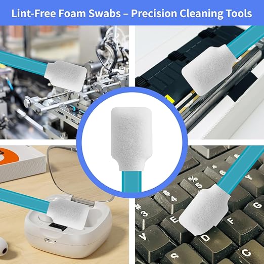 Lint-Free Lab/Printer/Optical Printheads – 300 Pcs Foam Swabs for Inkjet Printheads, Sensors, Electronics, Cameras, Car Detailing, Optical Equipment and Precision Tools