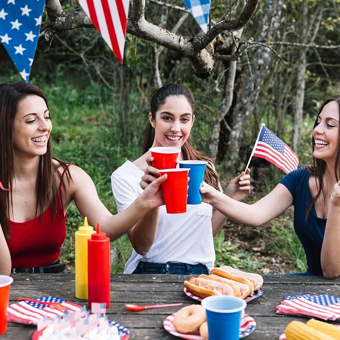 Lilymicky 200 Pack 12 oz Disposable Plastic Cups, Assorted Color Plastic Party Cups for Parties, Events, Game and BBQ