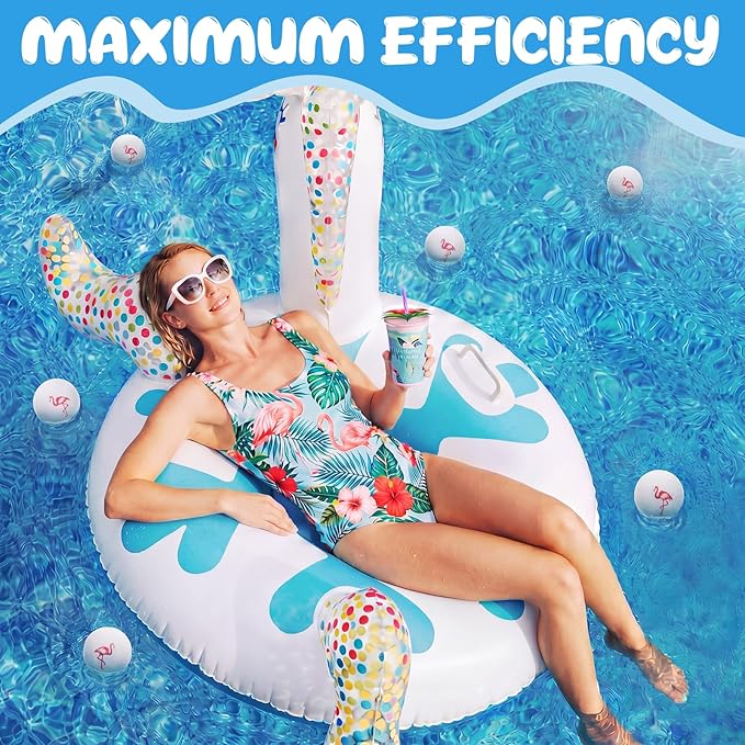 FoldTier 6 Pack Hot Tub Scum Absorber Balls, 3 Inch Flamingo Pattern Floating Pool Spa Cleaner, Washable Reusable Hot Tub Absorber Accessories for Oils Lotions, Prevents Scum Lines & Filter Clogs
