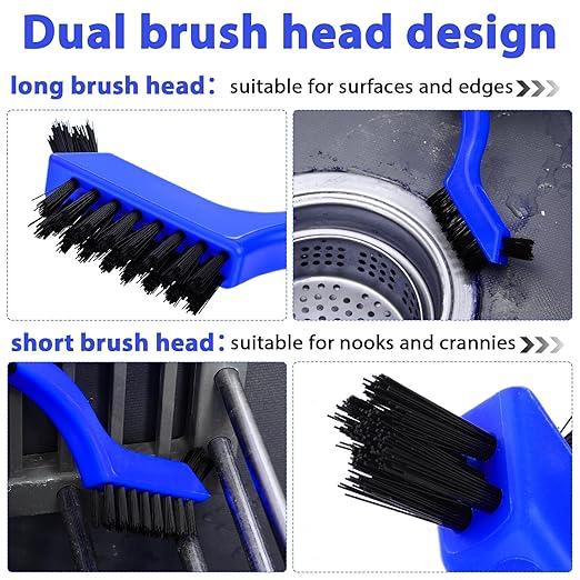 Reallnaive 50 Pcs Nylon Cleaning Brushes Bulk 7 Inch Blue Nylon Brushes with Curved Handle Grip for Deep Cleaning Small Parts Rust Dirt Paint Scrubbing, Removal Surface in Hole
