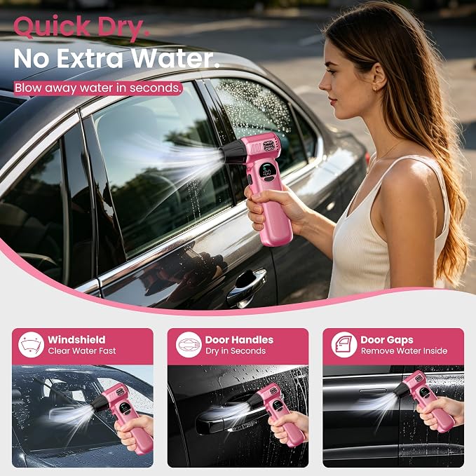Compressed Air Duster, 150000RPM Electric Air Duster with 6 Nozzles, Adjustable Speed, LED Light & 8000mAh Battery, Rechargeable Cordless Turbo Air Blower for Keyboard, PC, Car &Home Cleaning