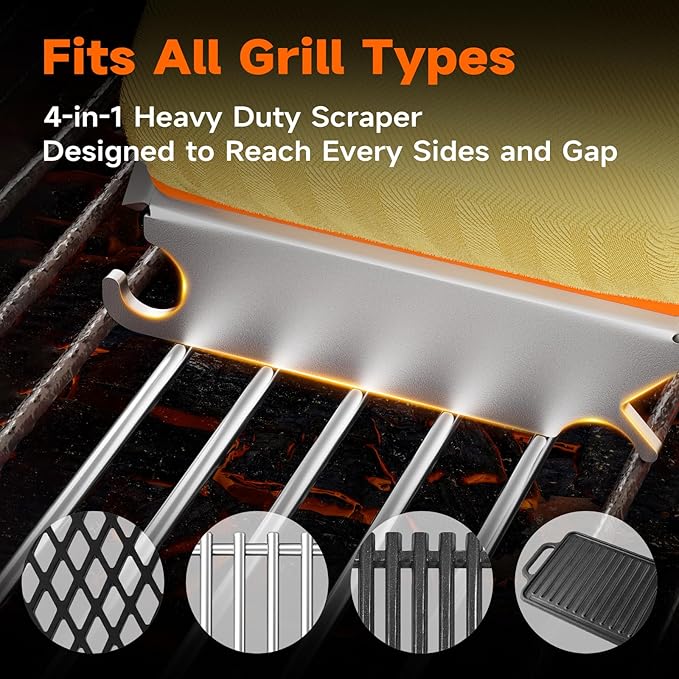 Bristle Free Grill Brush Replaceable Cleaning Head, Safe BBQ Grill Brush Cleaning Pad Replacement for Cast Iron or Stainless-Steel Grates, Grill Cleaner (Replaceable Head)