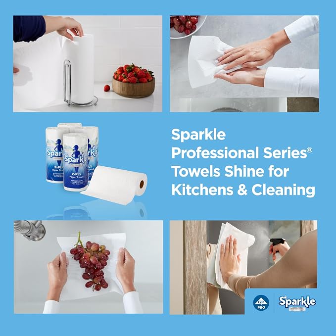 Georgia-Pacific Sparkle 2-Ply Perforated Roll Paper Towels by GP PRO (Georgia-Pacific), White, 2717714, 85 Sheets Per Roll, 15 Rolls Per Case