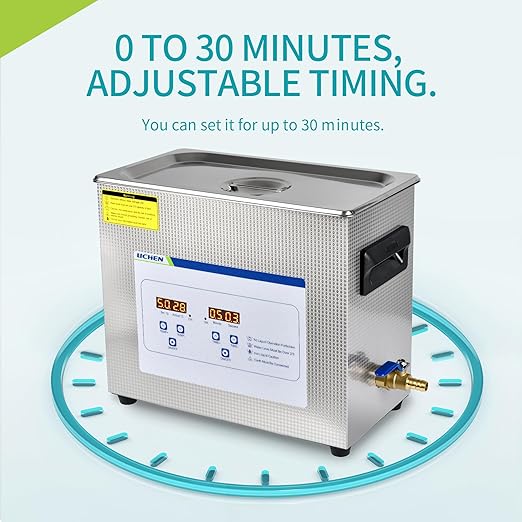 LICHEN 6.5L Ultrasonic Cleaner Professional Jewelry Cleaners with Digital Timer&Heater, Stainless Steel Cleaning Machine, Drain Valve & Hose Included for Lab, Glasses, Watches, Tools