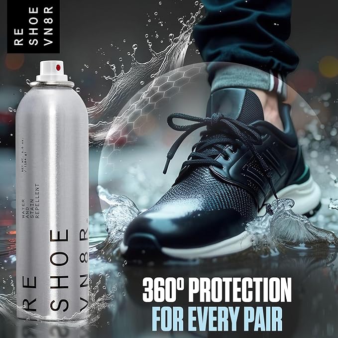 RESHOEVN8R Shoe Protector Spray - Rain and Stain - (6.5oz) - Waterproof Spray for Shoes, Quick-Drying, No Chemicals, Sneakers, Suede, Canvas, Light Leather, White Shoe - Long Lasting Protector