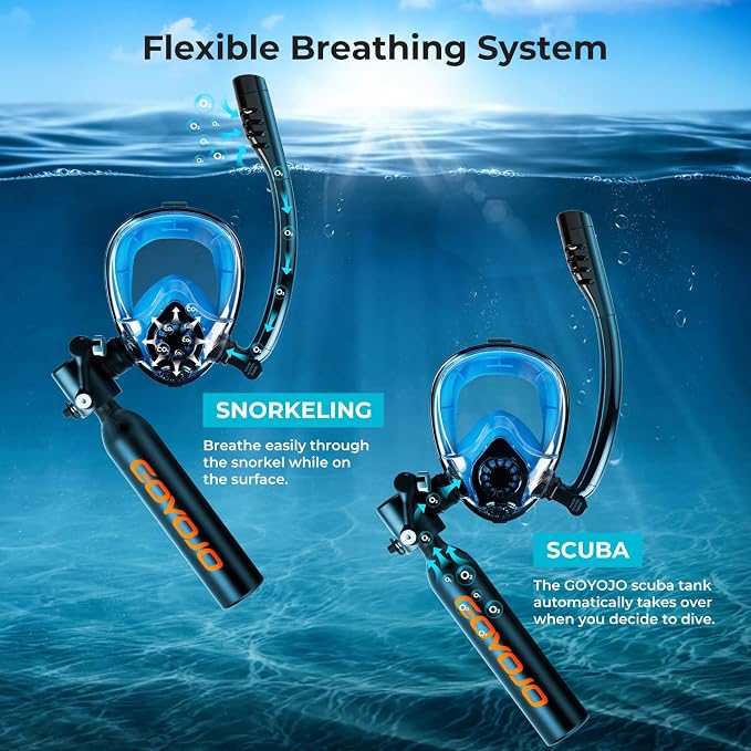 GOYOJO Mini Scuba Tank, Portable Diving Lung Air Tank with DOT Certified, Refillable Emergency Backup Pony Bottle for Snorkeling, Underwater Breathing, Training