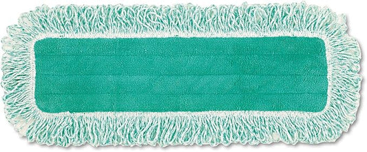 Rubbermaid Commercial Products HYGEN 18 inch Microfiber Dust Pad with Fringe, Green, For Janitorial/Professional Cleaners and Heavy-Duty industrial Cleaning/Dusting/Sweeping