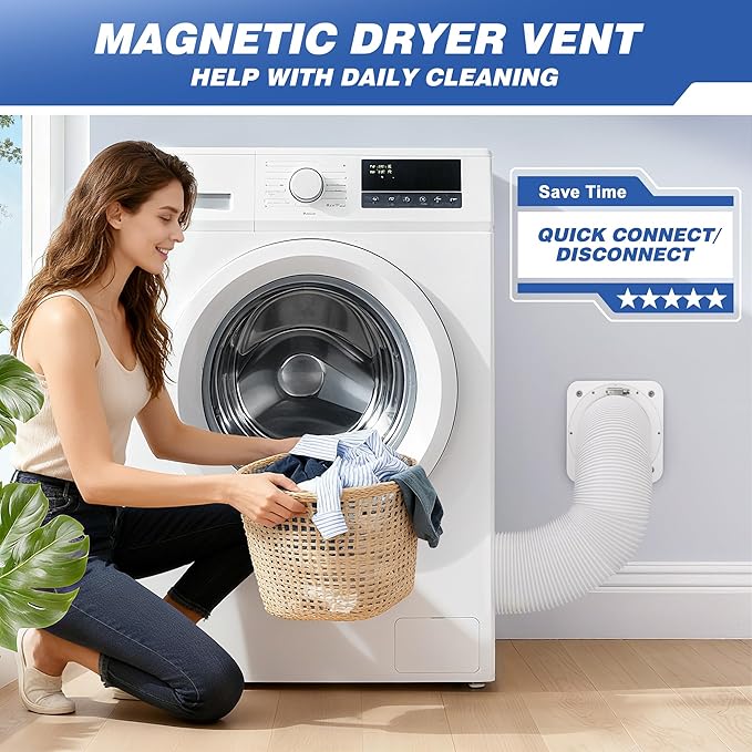 Magnetic Dryer Vent Connector, DV180 Airtight Seal Dryer Vent Coupling Kit with 4" 3.3ft Duct, Easy to Clean