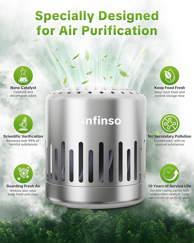 Fridge Deodorizer, Lasts for 10 Years, Refrigerator Deodorizer Odor Eliminator Fridge Smell Remover for Home, Room, Car, Closet, More Effective Than Baking Soda & Charcoal Air Purifiers