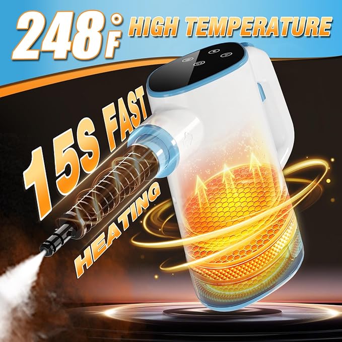 Steam Cleaner, 15s Fast Heat-Up & 500ml Removable Large Water Tank, Pressurized Handheld Steam Cleaner for Home, Multi-Surface Steamer for Cleaning Kitchen, Bathroom, Car, Floor, Furniture