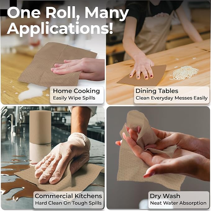 Restaurantware Paper Towel Roll 600' x 8" 1 Ply Universal Dispenser 2" Core Hardwound High Absorbency Everyday Use For Commercial Washroom Kraft 1 Count