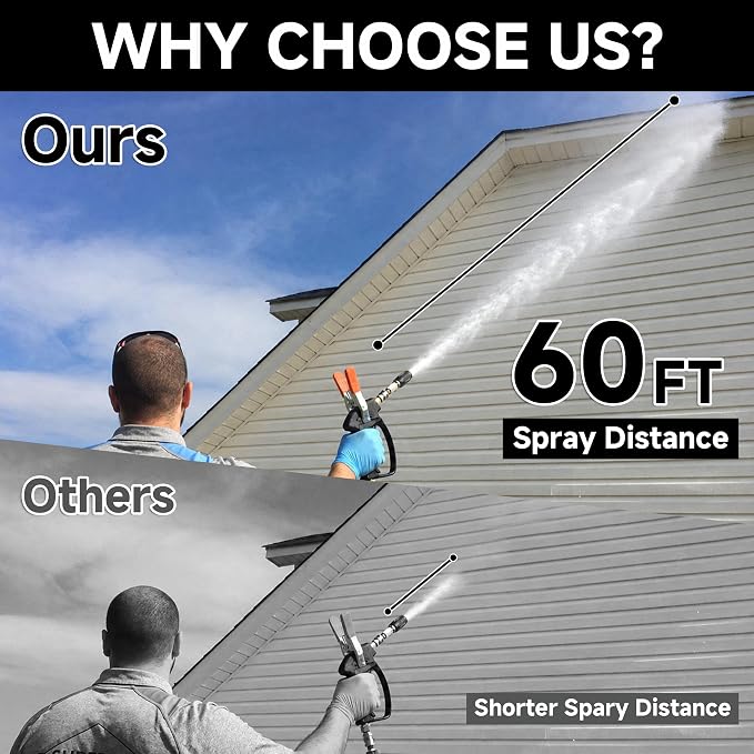 JOEJET Adjustable Downstream Soft Wash Twist Nozzle, 7-12 GPM | 0-60° Adjustable Long Range Spray Nozzle with 1/4" Quick Connect Plug, for Roof Cleaning, 1000-6000 PSI