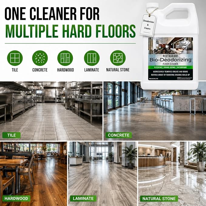Black Diamond Stoneworks Restaurant Bio-Deodorizing Floor Cleaner – Concentrated Enzyme Cleaner & Degreaser for Tile, Concrete, Laminate, Hardwood & Natural Stone Floors (4 Gallons)
