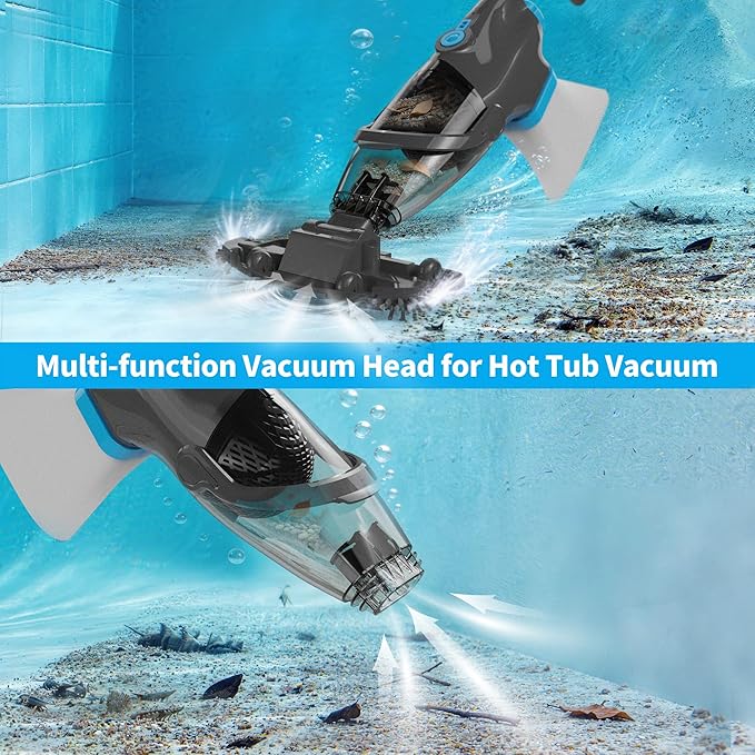2026 Upgraded Pool Vacuum,Pool Vacuum for Above Ground Pool,Cordless Handheld Pool Vacuum for Inground Pools,Pool Cleaner with 18.5 GPM Suction,Hot Tub Vacuum With Aluminum Pole for Sand&Debris