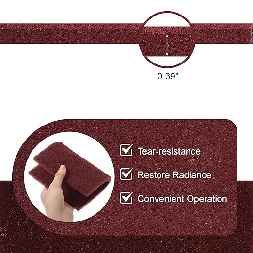 7447 General Purpose Scrub Pad, 20 Pcs Abrasive Scrub Pad, Maroon Brite Pads for Paint Prep, Scuffing, Scouring, Sanding, Adhesion Scratch
