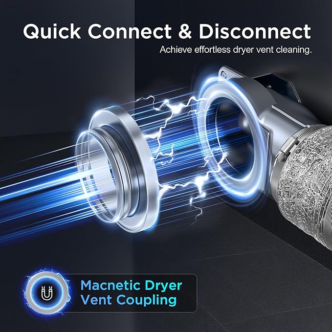 Magnetic Dryer Vent Coupling Easy to Clean Quick Connector Airtight Seal Dryer Vent Connector Kit Including a 2.6ft 4" Duct and two Clamps, DV90
