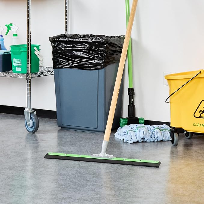Restaurantware-SQUEEGEE ONLY: Clean Tek Professional 24 Inch Floor Squeegee, 1 Broom With Rubber Blade - Handle Sold Separately, Heavy-Duty, Green Steel Wiper, Ideal For Floor, Tiles