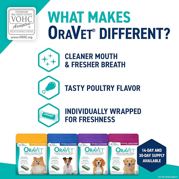 OraVet Dental Hygiene Chews for Small Dogs, Oral Care with Delmopinol, Vanilla Flavor, 14 Count (Pack of 2)