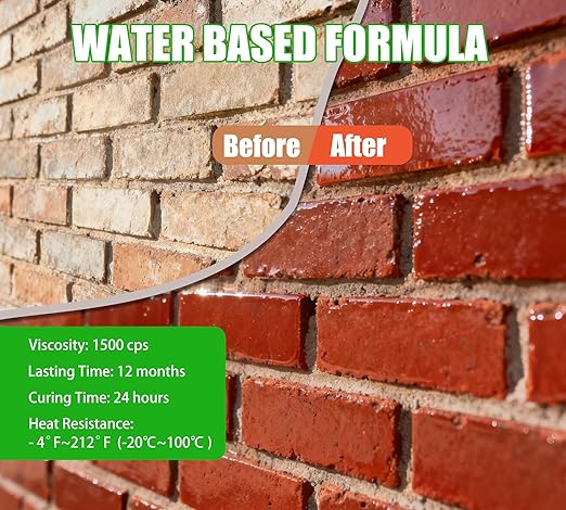 Wet Look Stone Sealer - 64oz Ultra Gloss Paver Sealer Stone Color Enhancer Concrete Sealer with Long-Lasting Gloss Protection, Stain Proof for Interior and Exterior Slate, Driveway, Floor, Standstone
