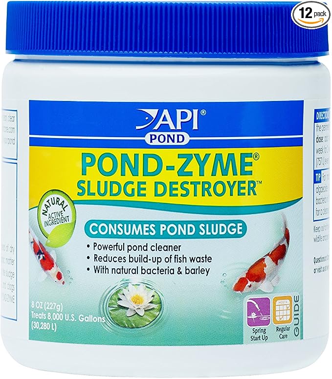 API POND-ZYME SLUDGE DESTROYER Pond Cleaner With Natural Pond Bacteria And Barley, 8oz container (146)