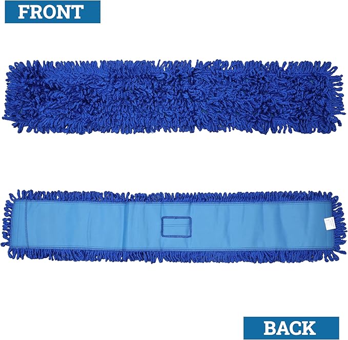 KLEEN HANDLER 36 Inch Microfiber Dust Mop, Large Washable Commercial Mop Head Replacement, Sweeper, Janitorial Supplies, Blue