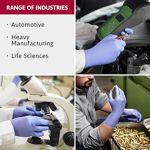 Ansell MICROFLEX SU-690 Disposable Nitrile Gloves, Latex-Free, Powder-Free Glove for Cleaning, Mechanics, Automotive, Industrial, or Medical Applications, Violet, Size Large, Case of 1000 Units