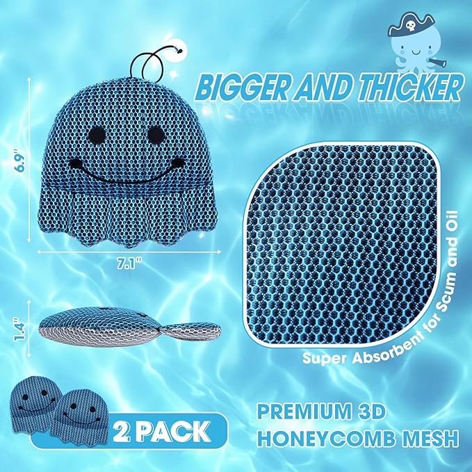 Hot Tub Scum Absorber, Hot Tub Accessories, Spa & Pool Scum Eliminating Balls,Hot Tub Scum Sponge for Hot Tub Oil Absorbing Sponge for Hot Tub Skimmer, Hot Tub Sponge Scum Remover (Octopus)