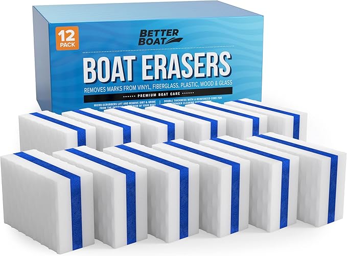 Boat Erasers by Better Boat - Cleaning Sponge for Scuff Marks & Grime, Marine Accessories & Gifts, Safe on Fiberglass Vinyl Gelcoat Deck Hull