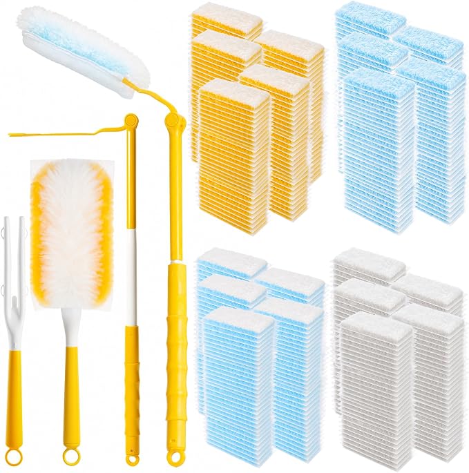 600 Pcs Disposable Dusters Refills Bulk Heavy Duty 360° Dusters Refill with 3ft Extended Handle and Short Handle, Multi Surface Replacement Duster Kit for Cleaning Ceiling Fan (Multicolor)