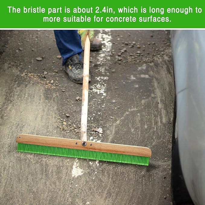 2 Pcs 36 Inches Green Concrete Broom Finishing Soft Without Handle Soft Flow Through Brush with Mounting Threads for Concrete Finishes, Hard Floors, Yards