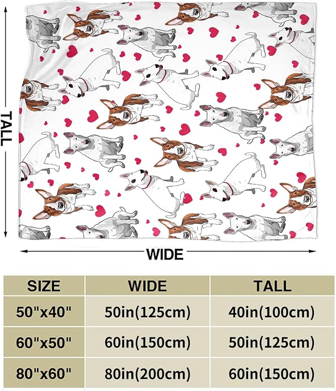 Bull Terrier Gifts and Decor - Cute Dog Throw Blanket for Girls, Women, Kids, Adults - Soft Warm Cozy Fleece for Couch, Sofa, Bed 50"x40"