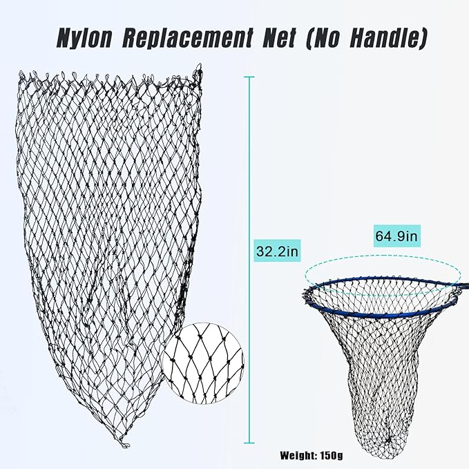 Large Fishing Net with Handle High Strength Landing Net Long Telescoping Rubber Fish Net Extendable Dip Net for Fishing Ideal for River Angling Pier Boat