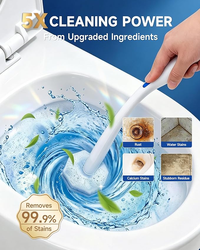 50 Count Toilet Wand Refills for Clorox, 5X Cleaning Power Toilet Bowl Wand Refills & High-Density Disposable Toilet Brush Scrubber - No Falling Apart, Instant Foam for Bathroom Cleaning