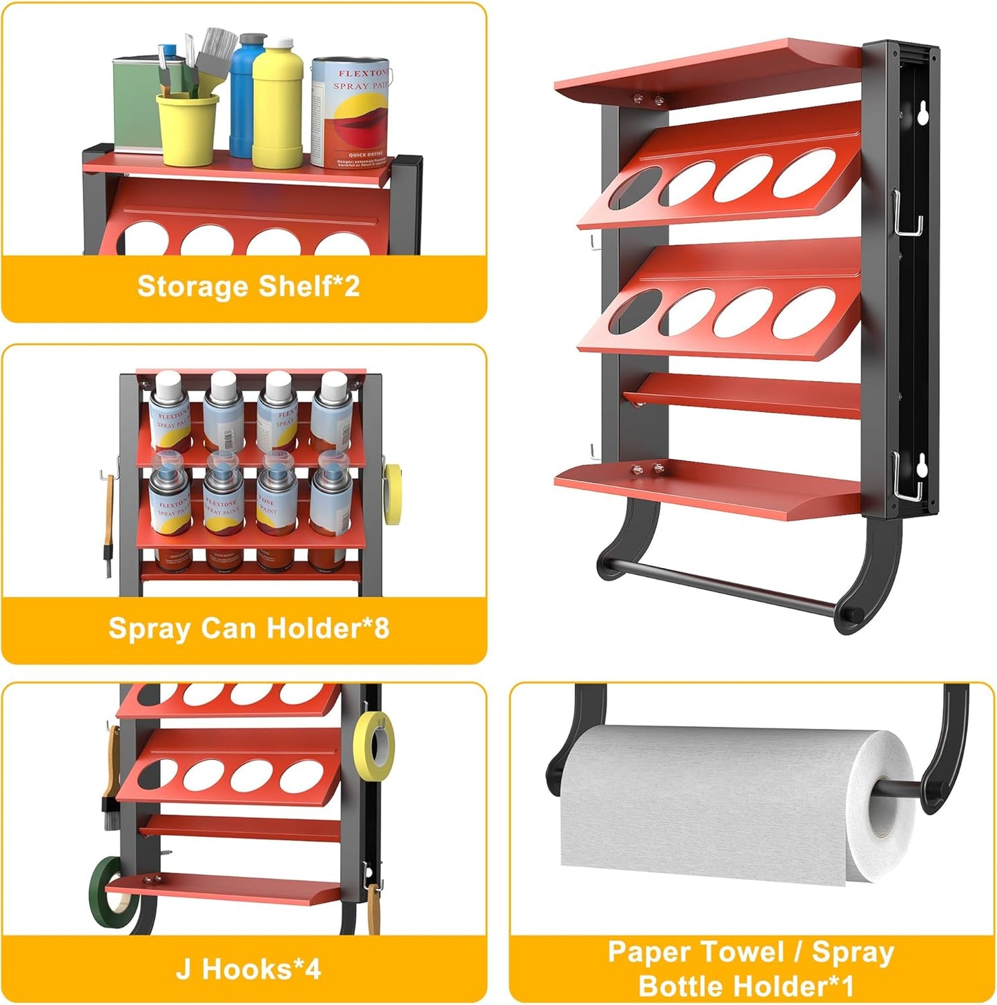 Ultrawall Spray Can Holder Rack, Heavy Duty Steel Wall Mounted Spray Bottle Holder, Garage Tool Utility Storage Rack, Holds 100 lbs