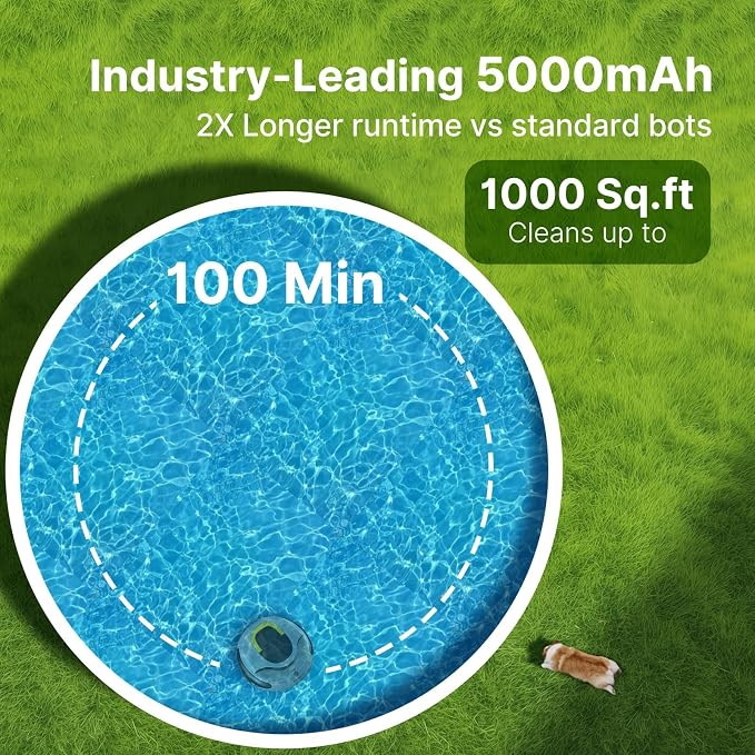 POOLPURE Cordless Robotic Pool Cleaner with Dual 30W Motors, 5000mAh Battery, 120 Minutes Runtime, Automatic Cleaning, Waterproof Gray