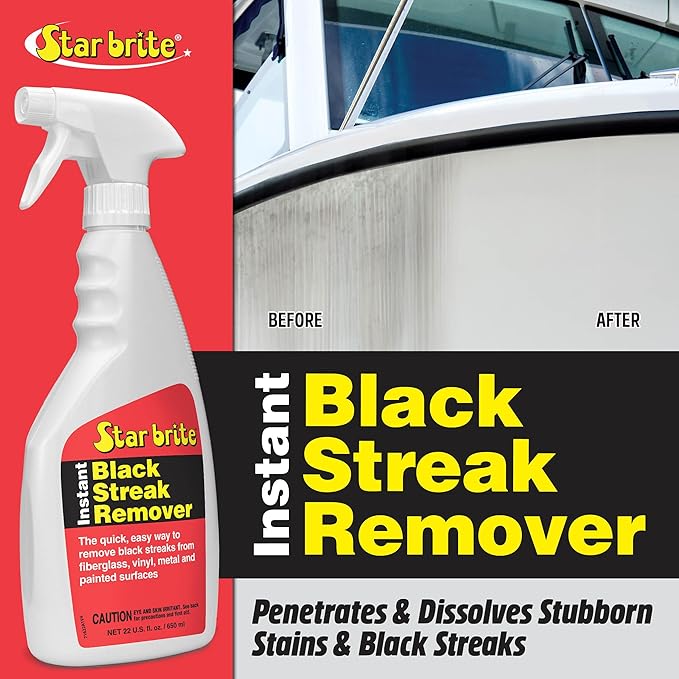 Star brite Instant Black Streak Remover - Dissolve Grease, Oil, Smoke & Exhaust Stains on Fiberglass, Vinyl, Metal, Plastic & Painted Surfaces - Spray On, Wipe Off